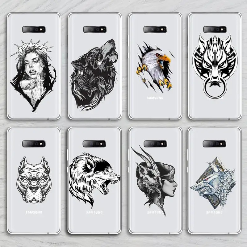 

Beauty beast wolf dragon Phone Cases Transparent for Samsung A71 S9 10 20 HUAWEI p30 40 honor 10i 8x xiaomi note 8 Pro 10t 11