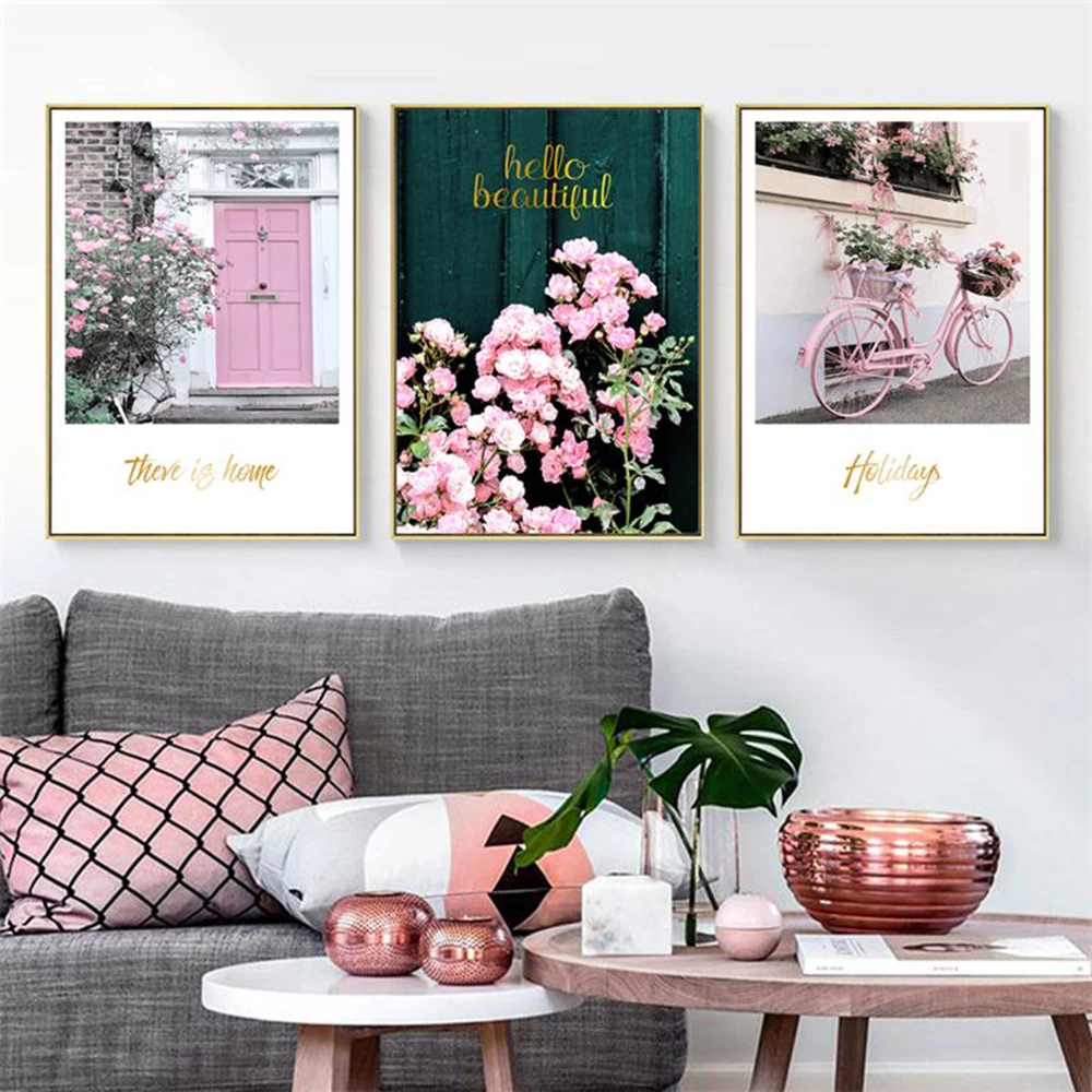 

NEW Pink Street Wall Art Canvas Painting Painting Wall Picture Bathroom Decor Lienzos Cuadros Decorativos