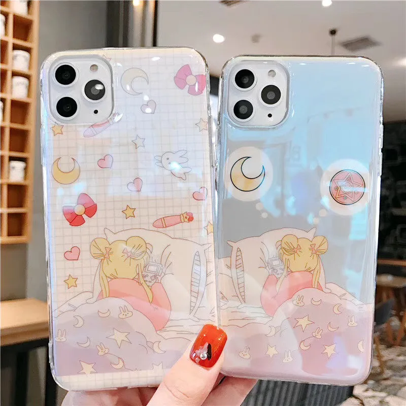 Кавайный японский аниме Сейлор Мун Луна кошка чехол для телефона для iPhone 11 Pro 6 6s 7 8 Puls X Blu-Ray лазер силиконовый мягкий чехол