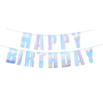 Лазерный цветной баннер с днем рождения воздушные шары украшения для маленьких