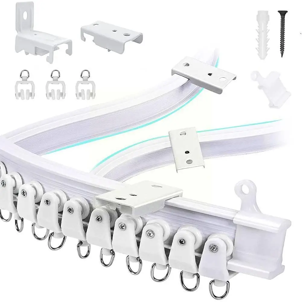 

Curtain Rail White Modern Style Visible Track Silencer Plastic Curtain Bendable Track Accessories Curtains A6G2
