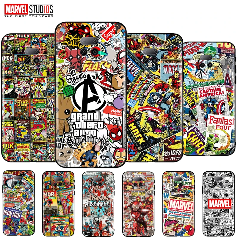 

Phone Case For Xiaomi Redmi Note 9S Soft Funda Cover Marvel Avengers Iron Man SpiderMan Hulk Captain America Venom Thor