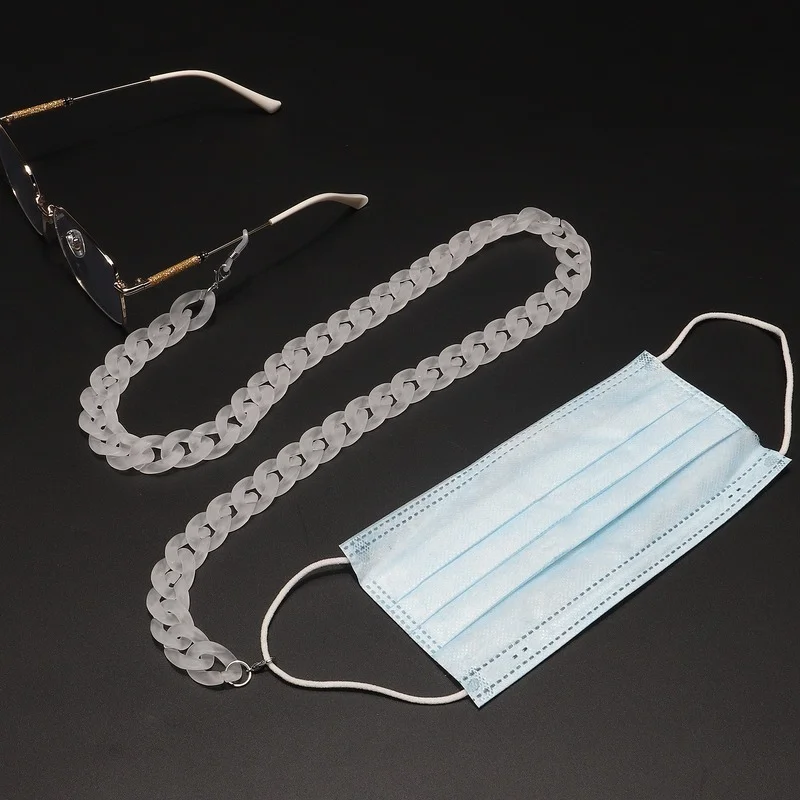 2021 New Matte Clear Vintage Acrylic Chain Glass Neck Mask Chain Strap Hang On Neck Glasses Holder Rope For Women Glasses Strap