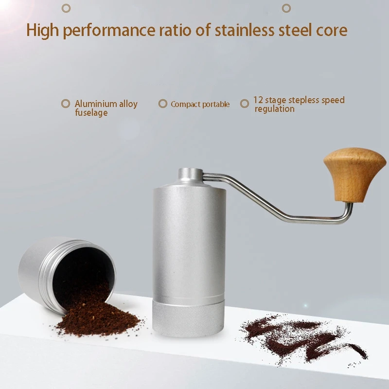 Prezzo Macinacaffè Manuale Portatile Da Viaggio In Acciaio Inossidabile Macinacaffè Italiano Portatile Per Lavaggio A Mano Argenteo