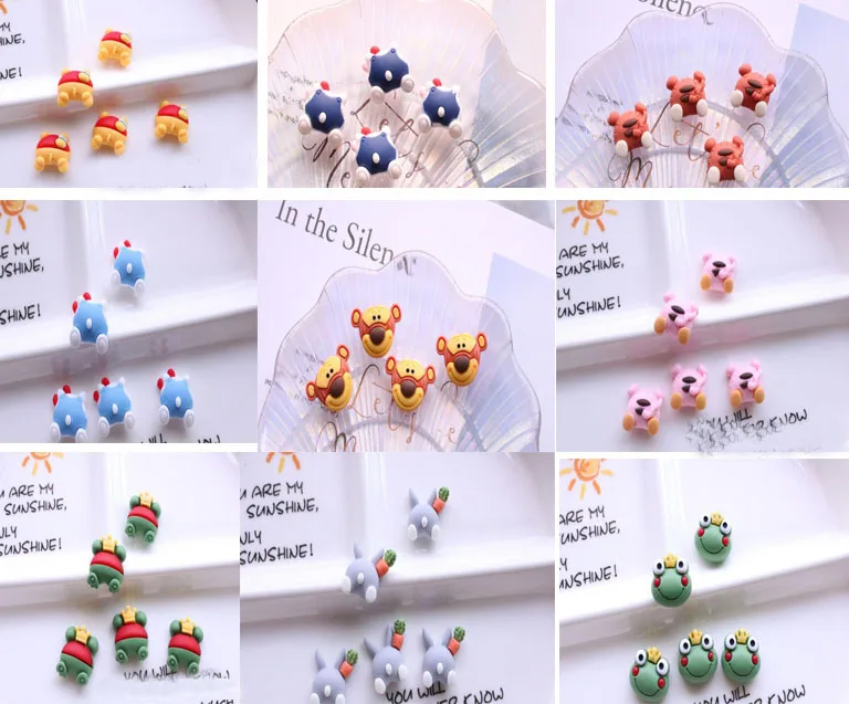 Кабошоны детские из смолы с плоской задней частью изображением животных 20 шт./лот