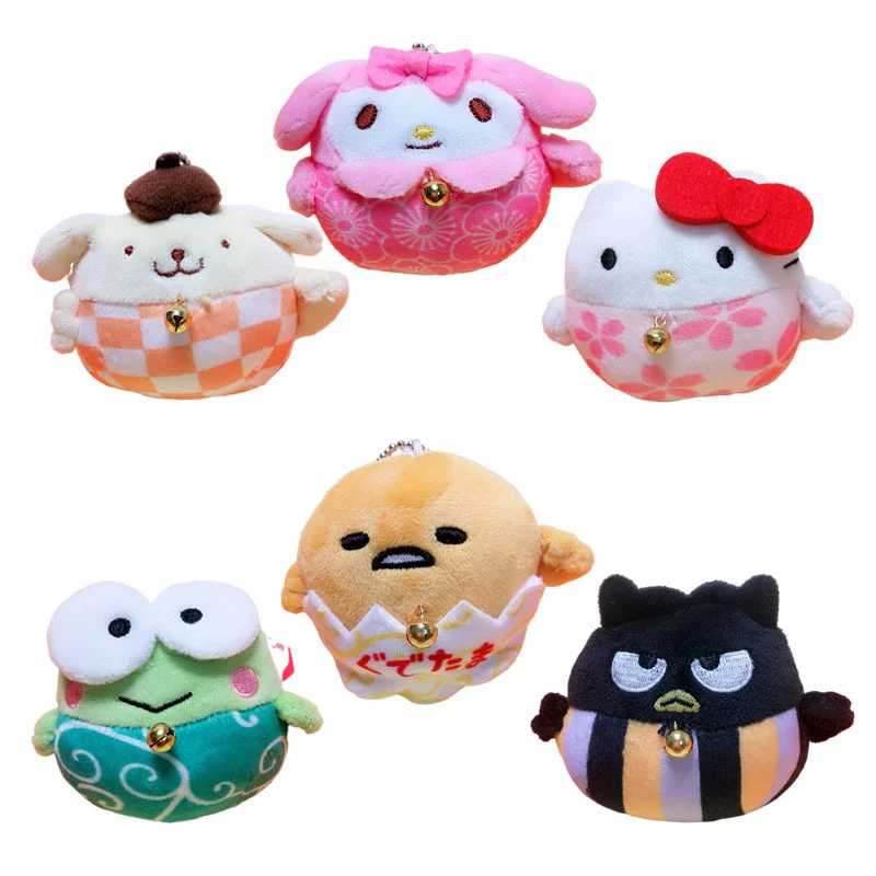 

6cm Kawaii Cartoon Fortune Cat Series Anime My Melody KTcat Purin Dog XO Gudetama Plush Toys Bag Pendant Cute Doll Children Gift