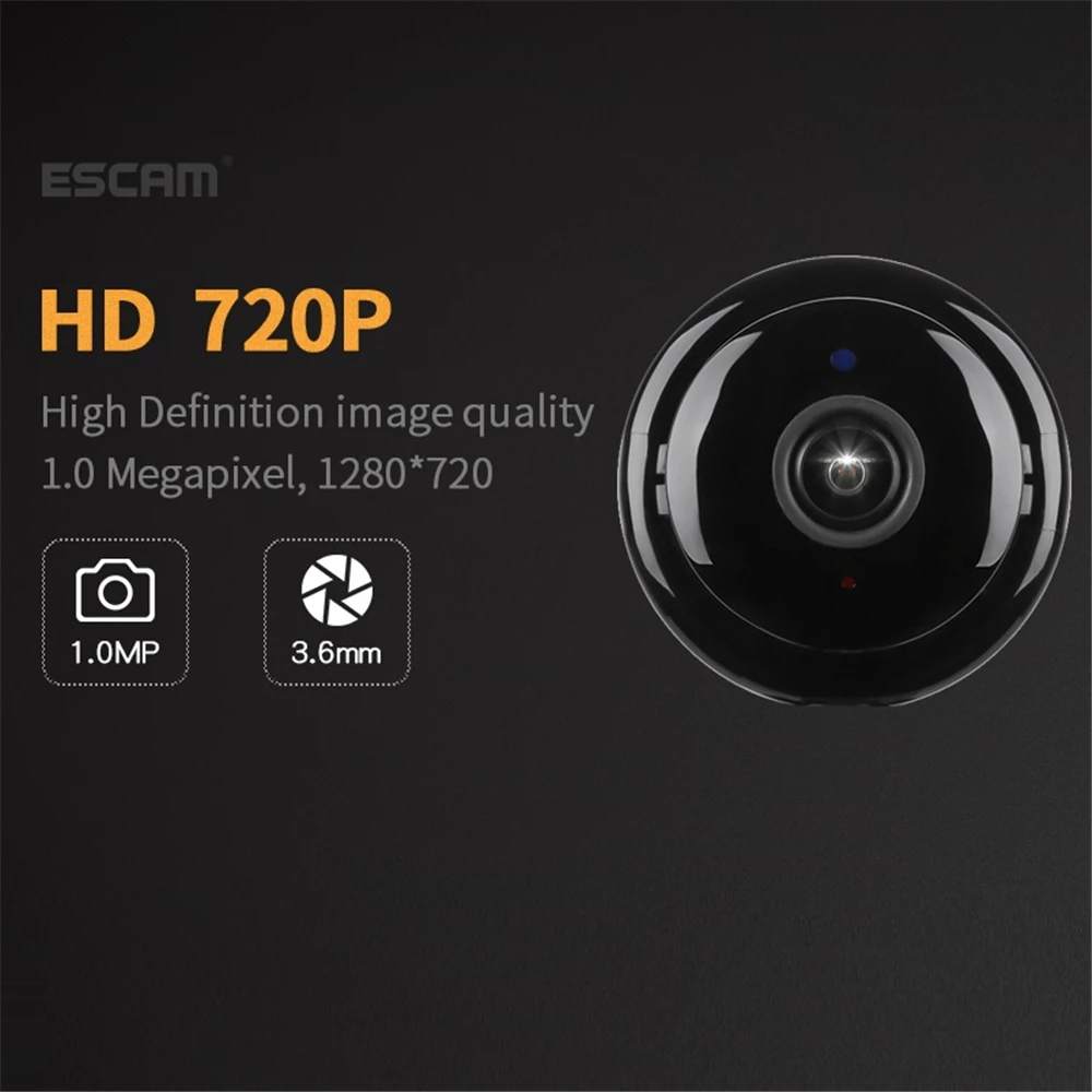 ESCAM Q6 1.0MP 720P Кнопка мини беспроводная камера Wi-Fi Двусторонняя голосовая