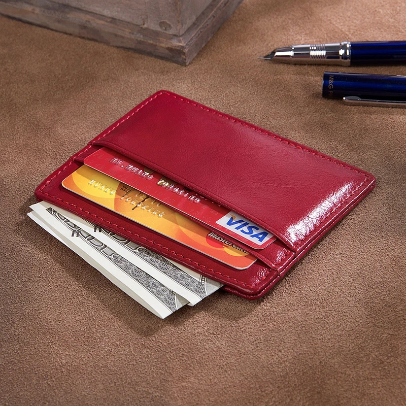 

Luufan Slim Genuine Leather Credit ID Card Holder Men's Small Money Purse Mini Business Bank Card Case R-8101 New 2021 Fashion