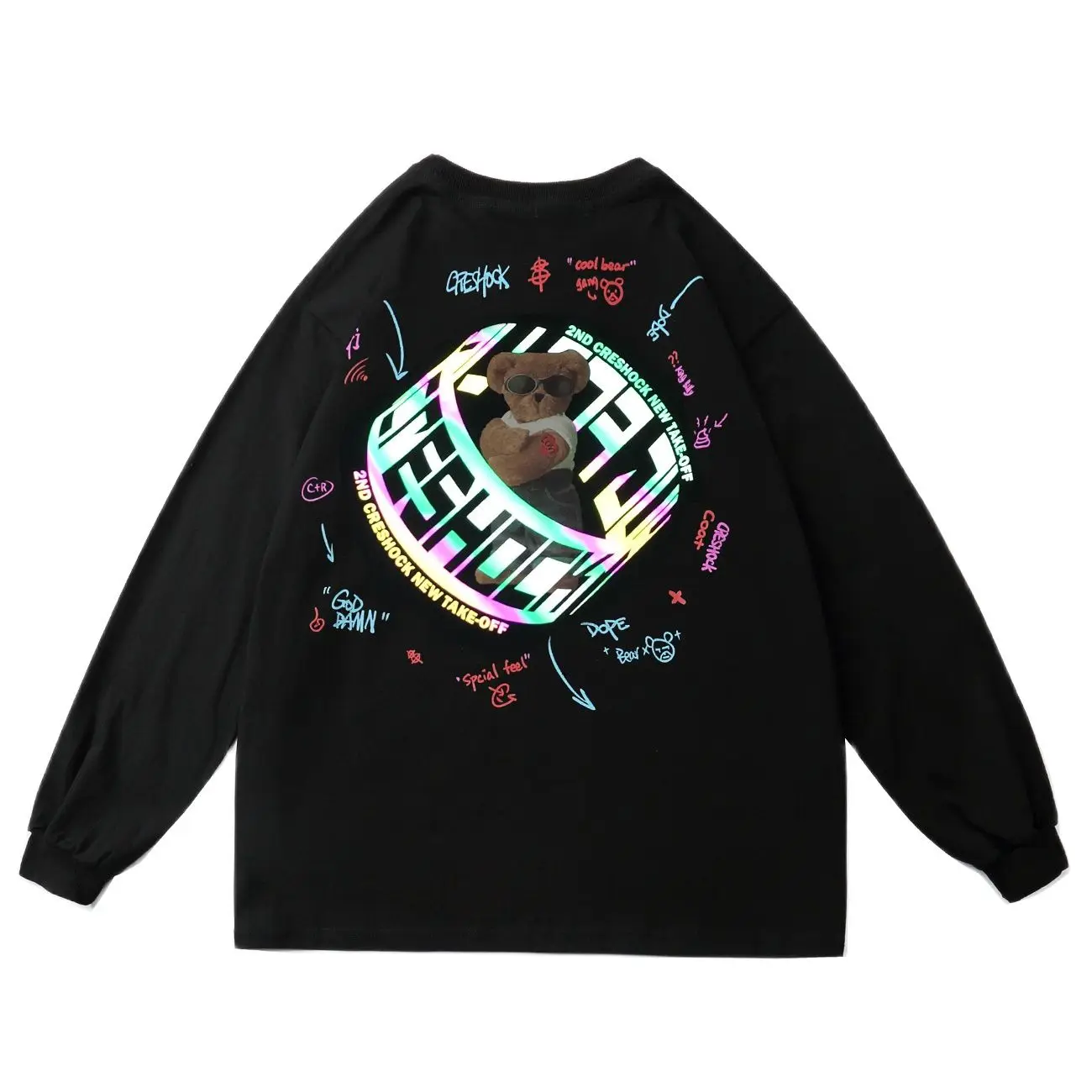 Футболка мужская с отражающим 3d рисунком медведя уличная одежда в стиле хип хоп