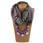 Шифоновый шарф с принтом, квадратный шарф из смолы, Цветочные Подвески, ожерелье, шарф, Модная бижутерия, бесконечный шейный платок, фуляр