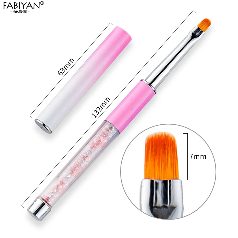 Ручка для дизайна ногтей кисти со стразами акриловая подводка Плоская Круглая