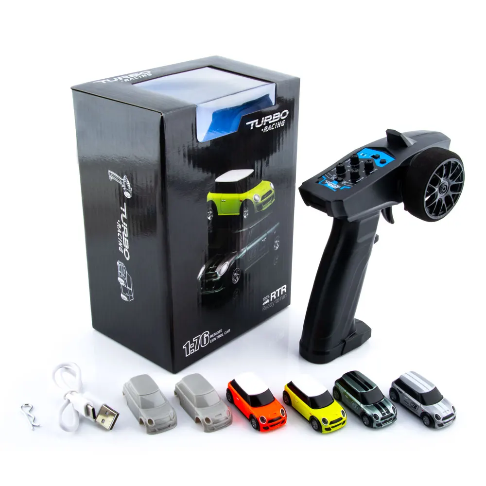 

In Stock Tubro Racing 1:76 RC Car Radio Control 2.4GHZ System Toy Car with Light Chargable For racing experience or Kids Toys