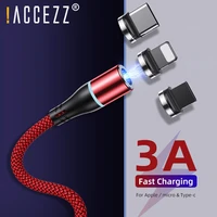 accezz magnetic usb cable 3a fast charging 1m usb type c magnet charger data charge for xiaomi samsung for iphone 11 xr cord