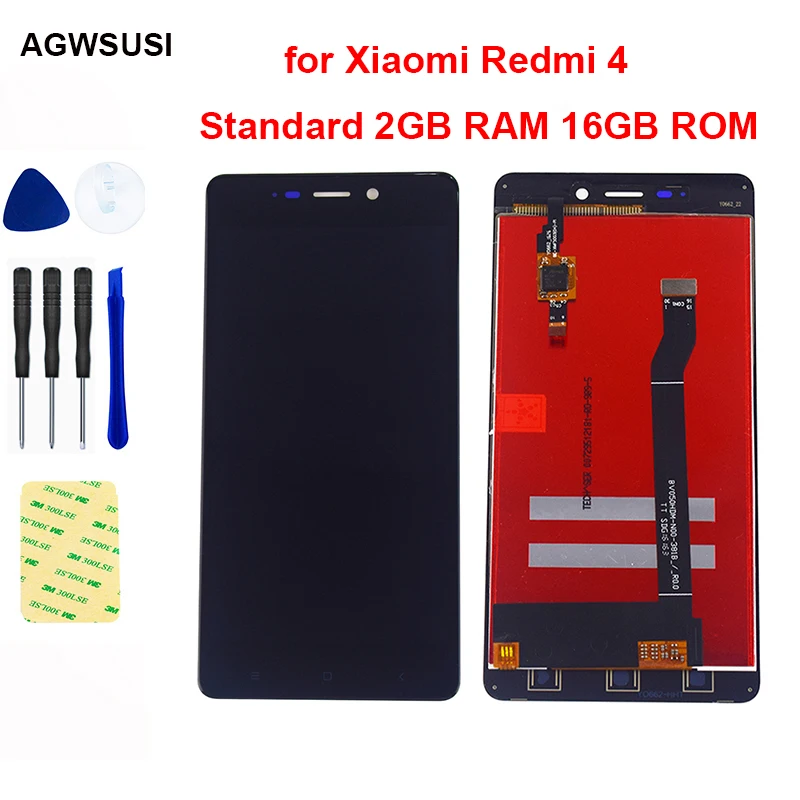 ЖК дисплей для Xiaomi Redmi 4 Стандартный 2 Гб ОЗУ 16 ПЗУ сенсорный экран дигитайзер