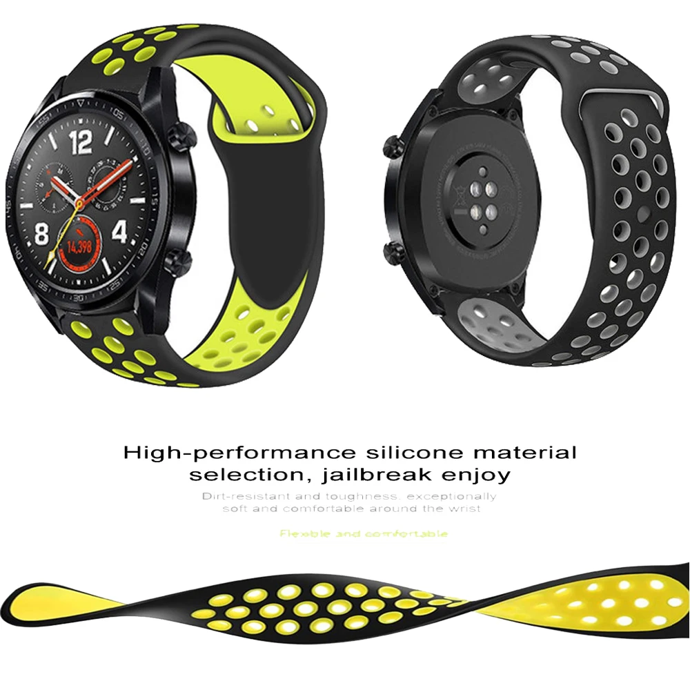 Для Amazfit ремешок Bip браслет для huawei Watch GT Honor Magic Huami Pace Stratos 2 GTS GTR 47 мм силикагель