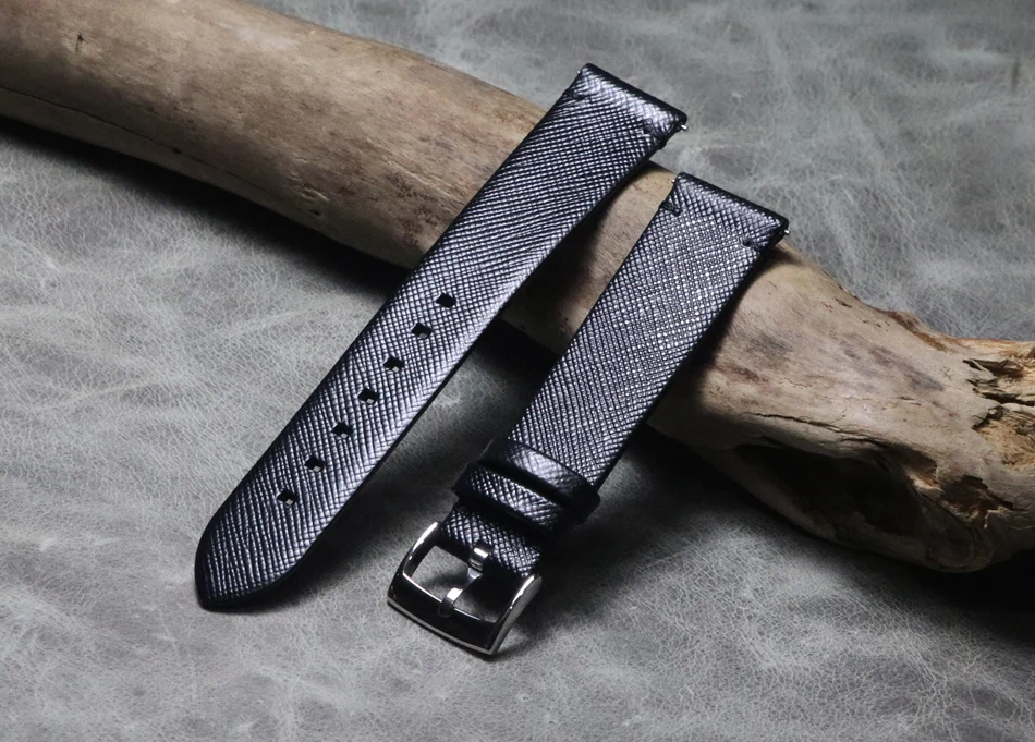 

Handmade thin Leather Watch Bands Black high quality Replacement Strap for Men 18mm 19mm 20mm 21mm 22mm Wristband Quick Release