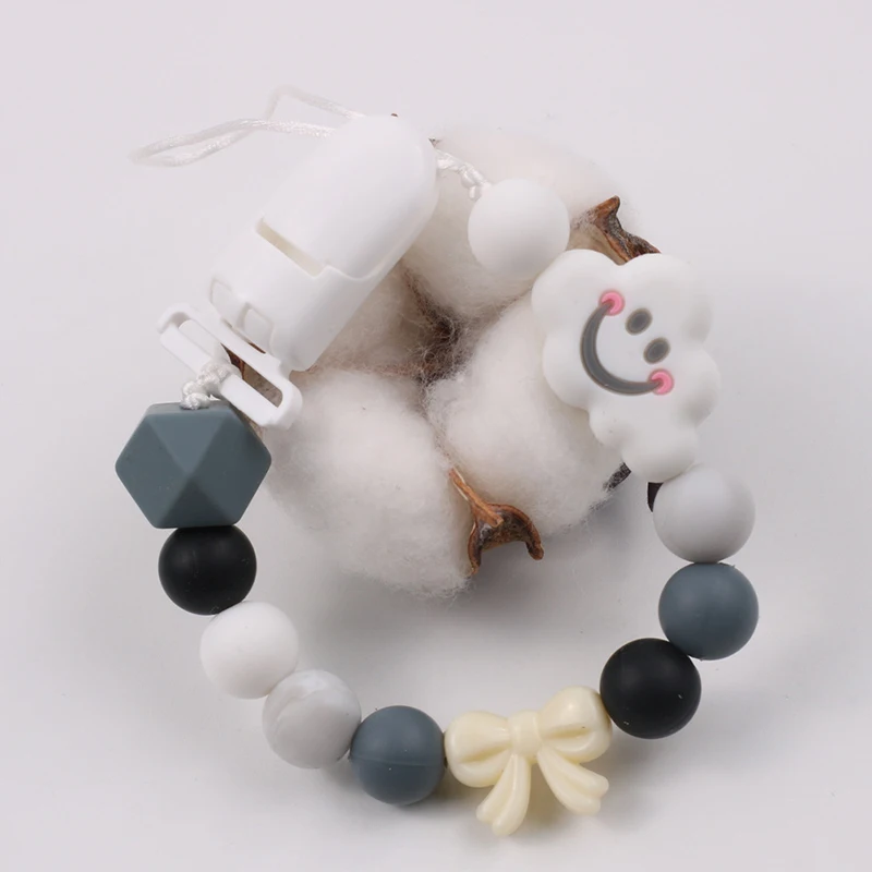 Детская Пищевая силиконовая соска с бусинами и зажимом безопасная BPA бесплатно