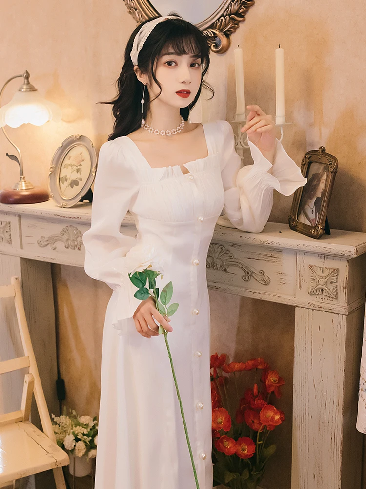 

Make French white collar dress skirt restoring ancient ways