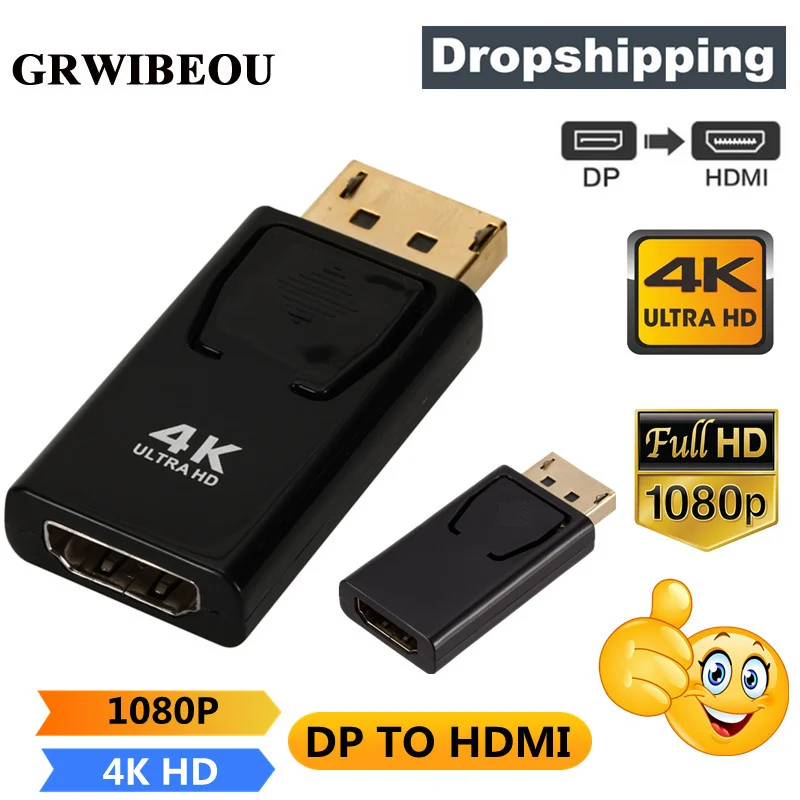 

Адаптер-конвертер с 4K дисплеем на HDMI, 1080P, DP на HDMI