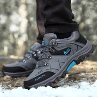 large size winter breathable outdoor black hiking shoes mens sports shoes rubber hiking hiking sports shoes warm plush leather