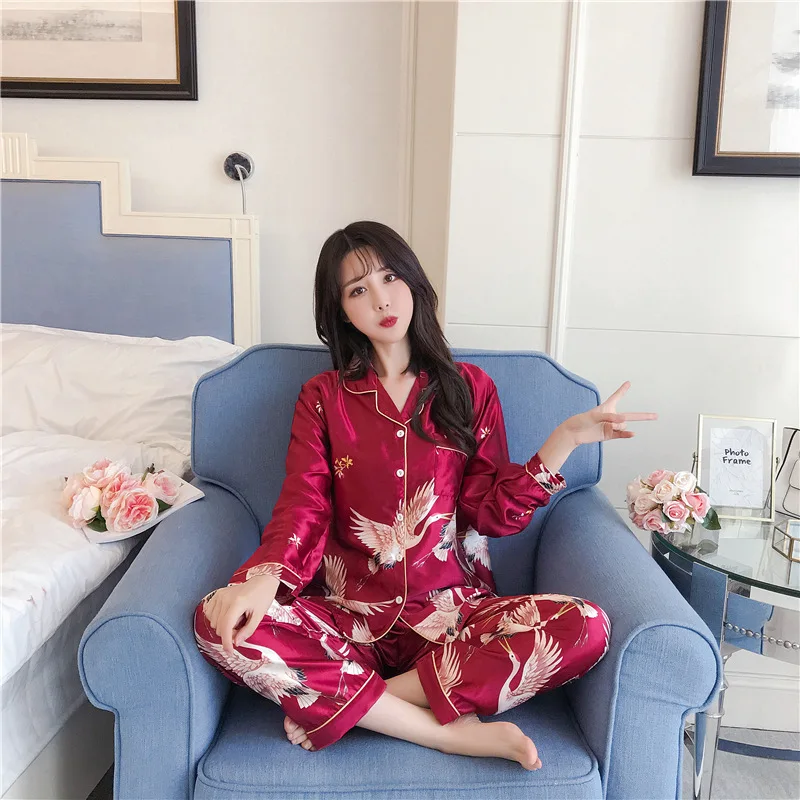 Новый Пижамный женский ледяной кардиган с длинными рукавами комплект из двух