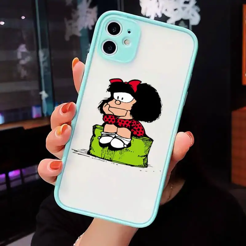 

Argentina Quino Mafalda cute girl Phone Cases matte transparent For iphone 7 8 11 12 plus mini x xs xr pro max cover