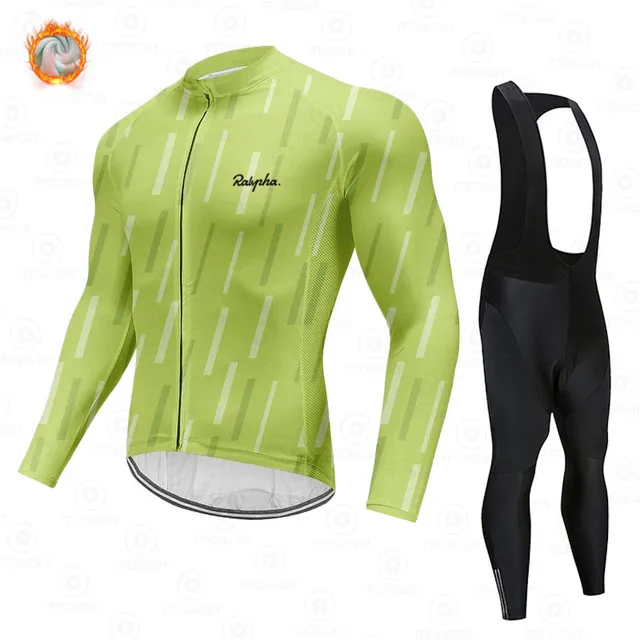 

2022 Ralvpha Winter Long Sleeve Cycling Jersey Set MTB Bike Clothing Uniform Men's Thermal Fleece Bicycle Maillot Ropa Ciclismo
