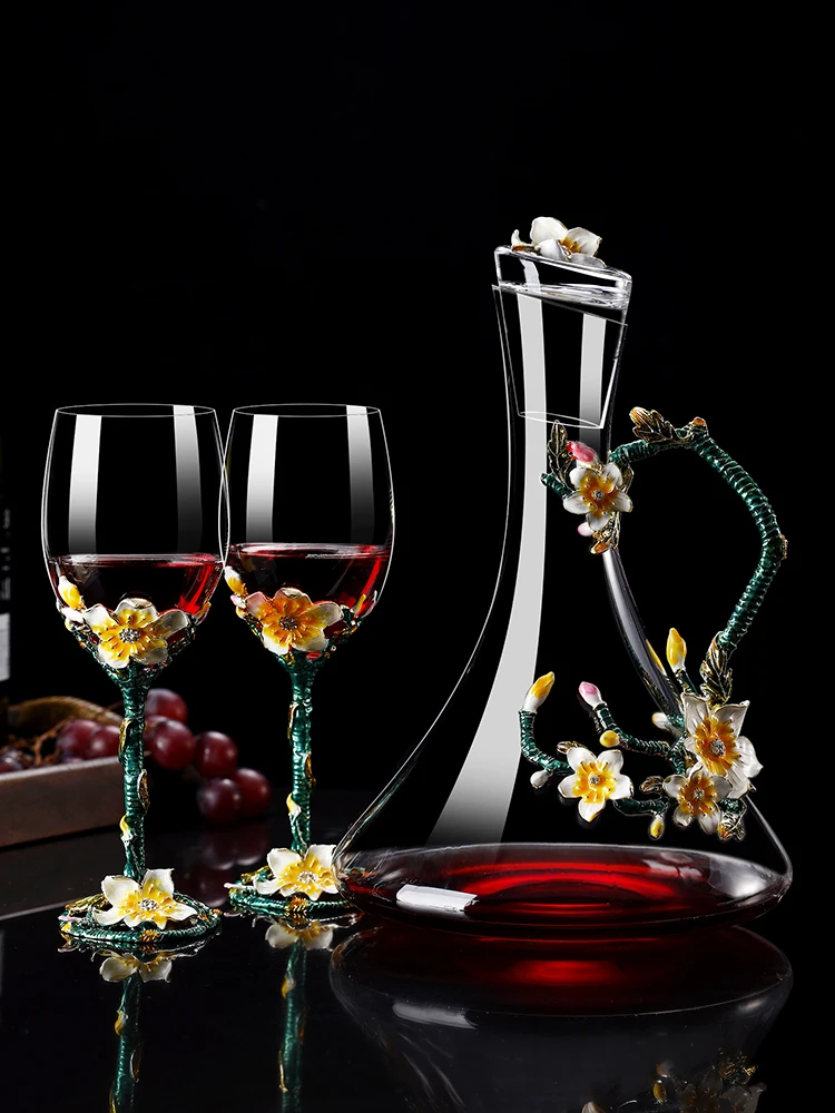 Бессвинцовый хрустальный бокал для красного вина набор графинов эмалевые Ирисы