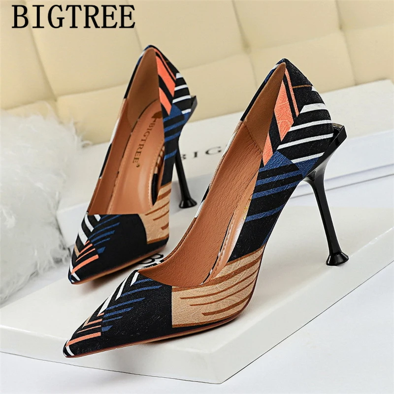 Туфли лодочки Bigtree женские дизайнерская обувь на очень высоком каблуке шпильке