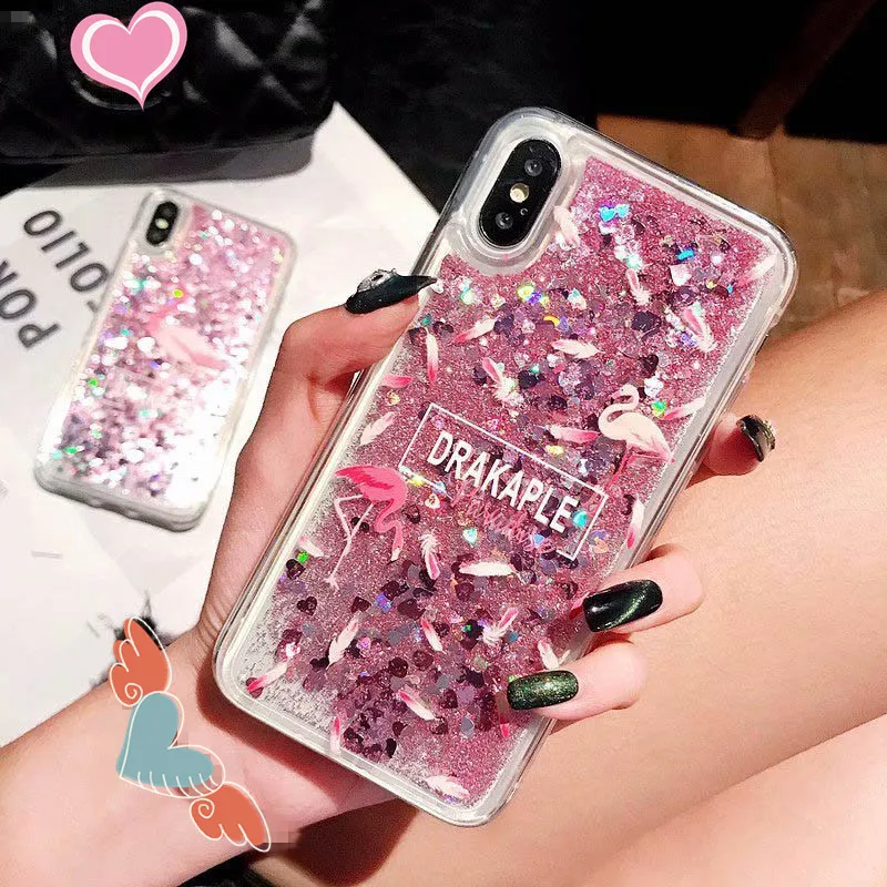little flamingo Зыбучие пески чехол для samsung galaxy A3 A5 A7 J1 J3 J5 J7 J2 J5 Prime J2 Core Note 3 4 5 Блеск динамическая жидкость крышка - Цвет: little flamingo