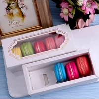 10pcsset macarons box with window paperboard gift diy wedding baking accessories home party cake packaging chocolate holder