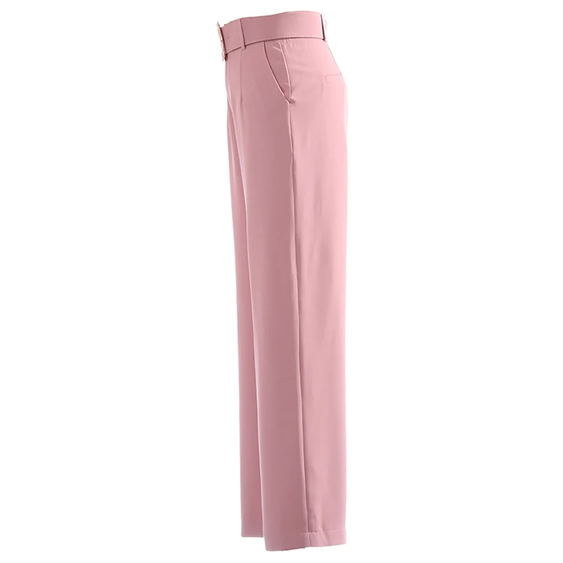 

[EAM] High Waist Multi Color Apricot Big Size Belt Long Trousers New Loose Fit Pants Women Fashion Spring Autumn 2021 1DD6426