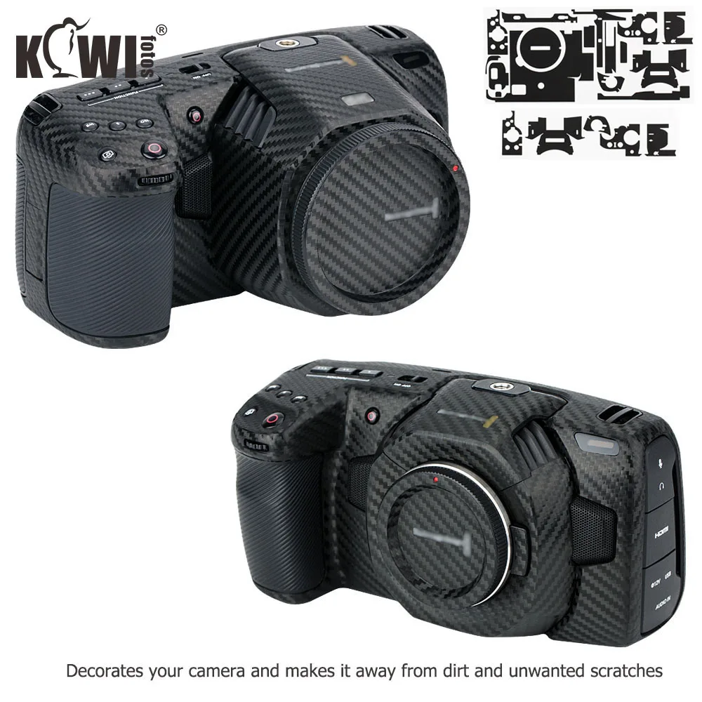 

Защитная пленка для камеры Blackmagic, карманная Кинокамера 4K 6K (BMPCC 4K 6K), черная наклейка из углеродного волокна с защитой от царапин