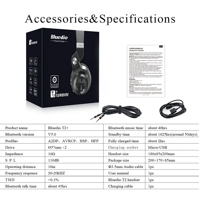 Bluedio T2+ Bluetooth наушники 5,0 беспроводные/Проводные Airphone 4 цвета стерео гарнитура с fm-радио и sd-картой для звонков и музыки