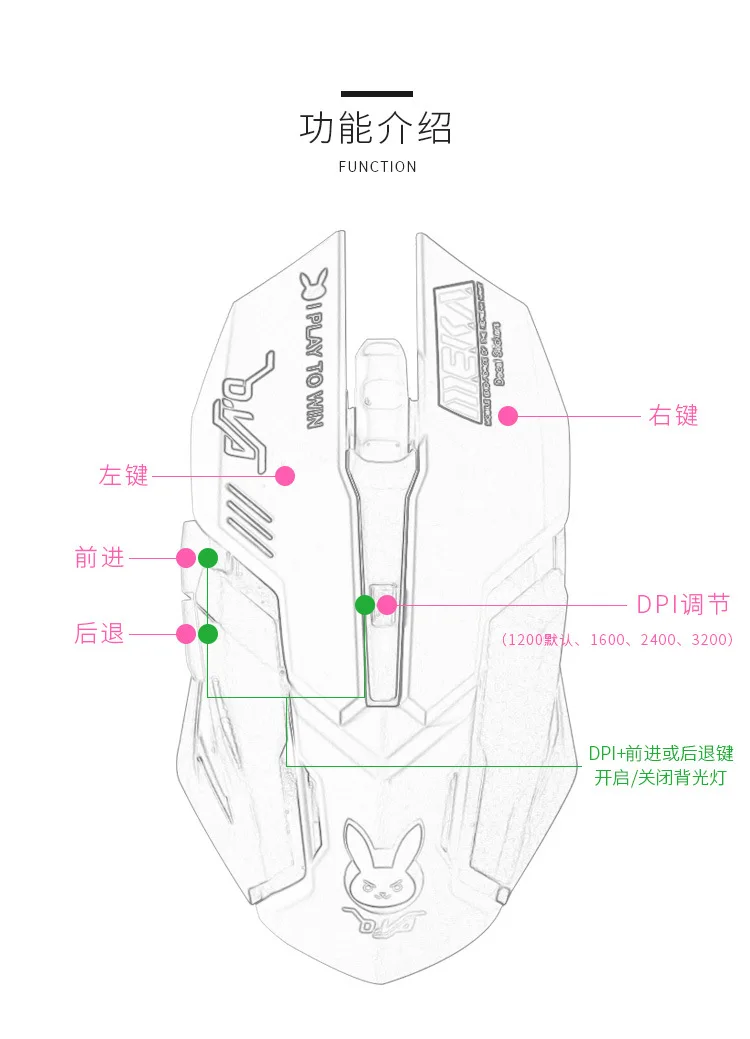 Overwatch OW D. VA DVA Mercy mouse дышащий светодиодный игровой с подсветкой Проводной USB компьютер PC& Mac E-sports геймеры подарок