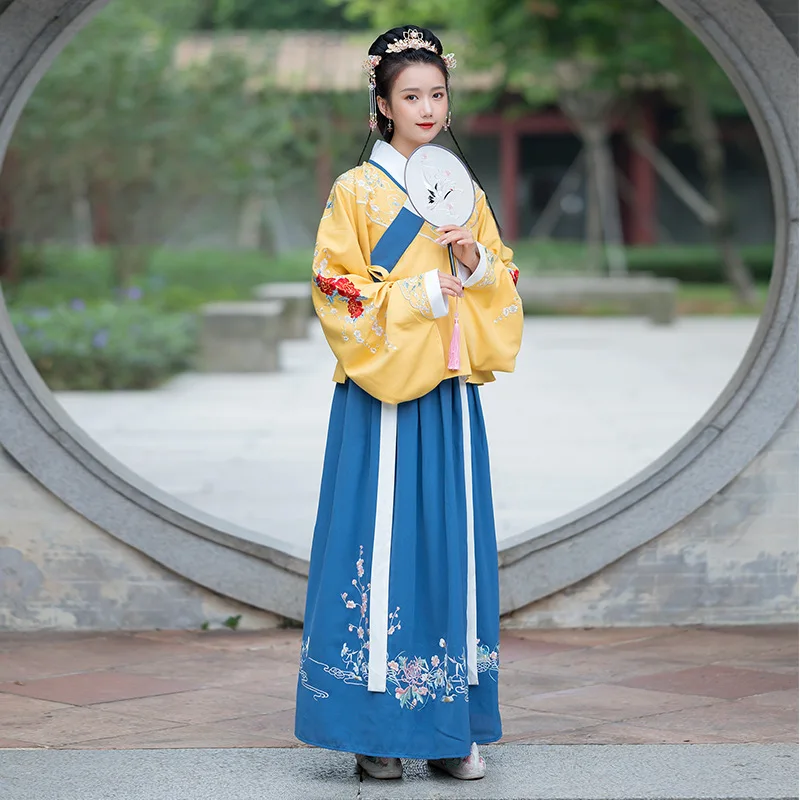 Традиционный танцевальный костюм с вышивкой Hanfu, женское платье феи, народный фестиваль, наряд певцов, Восточное представление, одежда DC3160