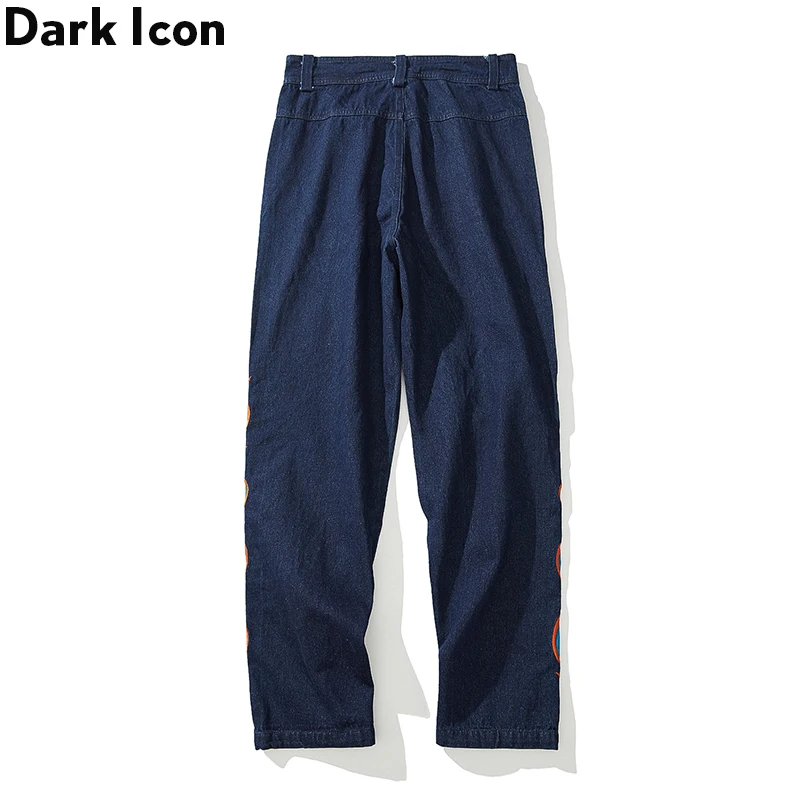 Мужские джинсы с цветочной вышивкой Dark Icon уличные модные для мужчин и женщин |