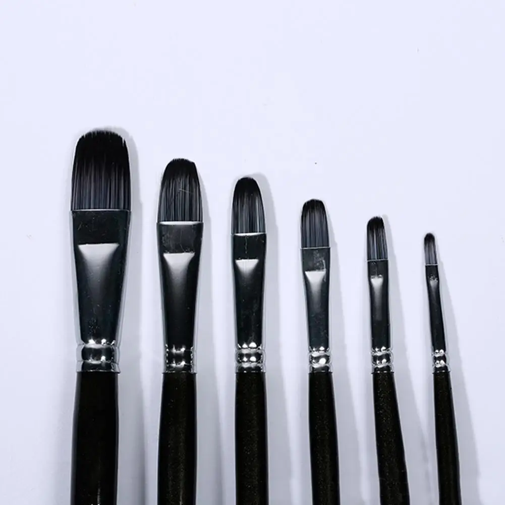 TWISTER.CK 6pcs/set Paint Brush Suit Soft Anti-Shedding Artificial Nylon Hair Smooth Long Handle for Oil Watercolor Painting | Дом и сад