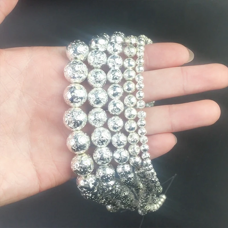 Круглые Серебристые цветные зеркальные бусины Бусины Из Натурального Гематита