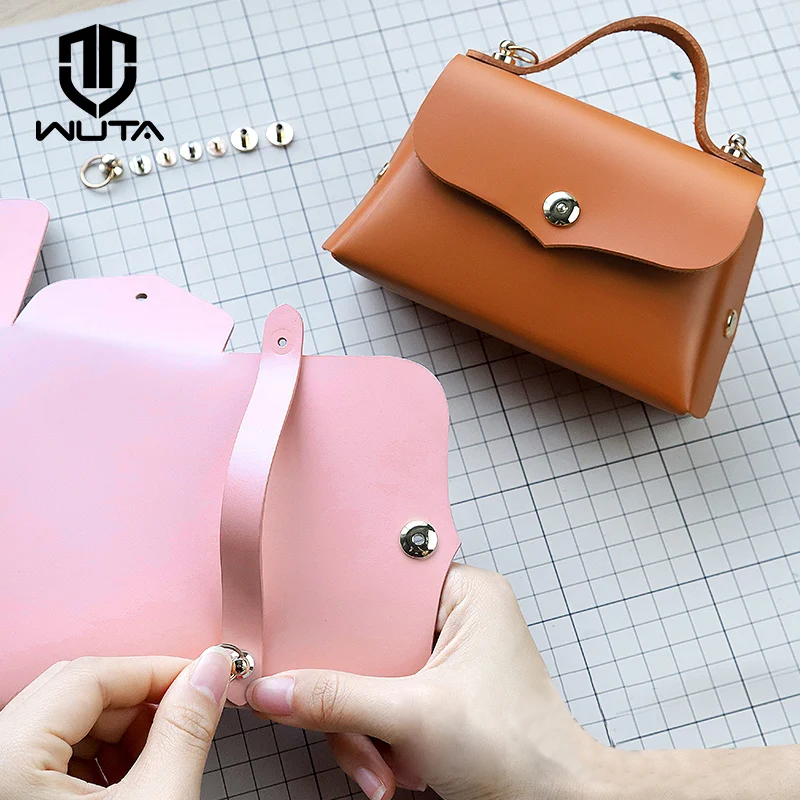 

WUTA Original Handmade DIY Women Mini Lipstick Bag 100% Genuine Leather Semi-finished Shoulder Crossbody Bags Metal Chain Belt