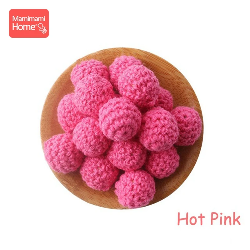 Hot pink 10 шт. 20 мм набор для вязания крючком Прорезыватель для зубов сделай сам для Кормления Шприц ожерелье деревянные пустые вязаные бусины Детские товары игрушки - Цвет: Hot pink