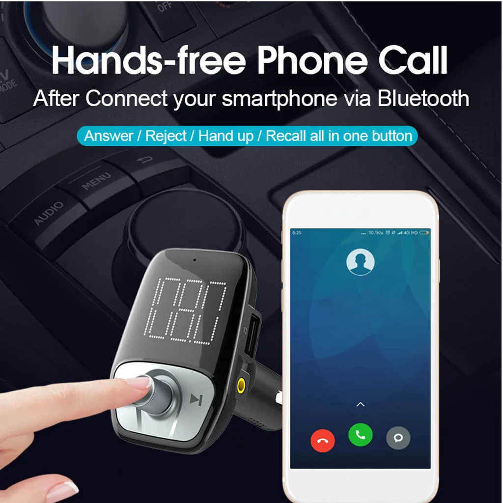 Fm-передатчик Bluetooth автомобильный комплект громкой связи BT FM передатчик Комплект MP3 зарядное устройство для автомобиля с Зарядное устройство с двумя портами USB FM модулятор