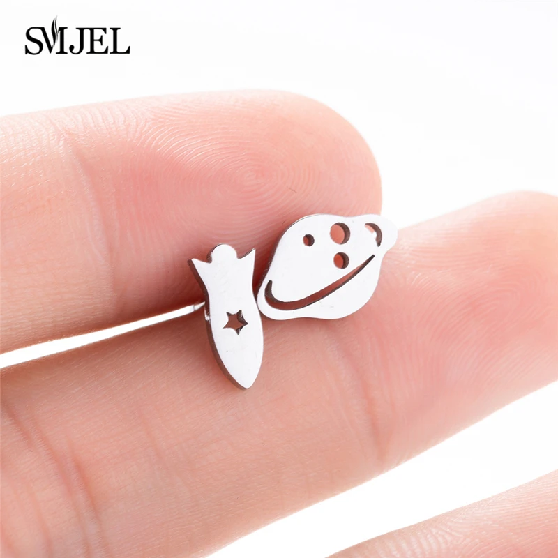 Женские серьги-гвоздики SMJEL из нержавеющей стали серьги с картой Луной стрекозой
