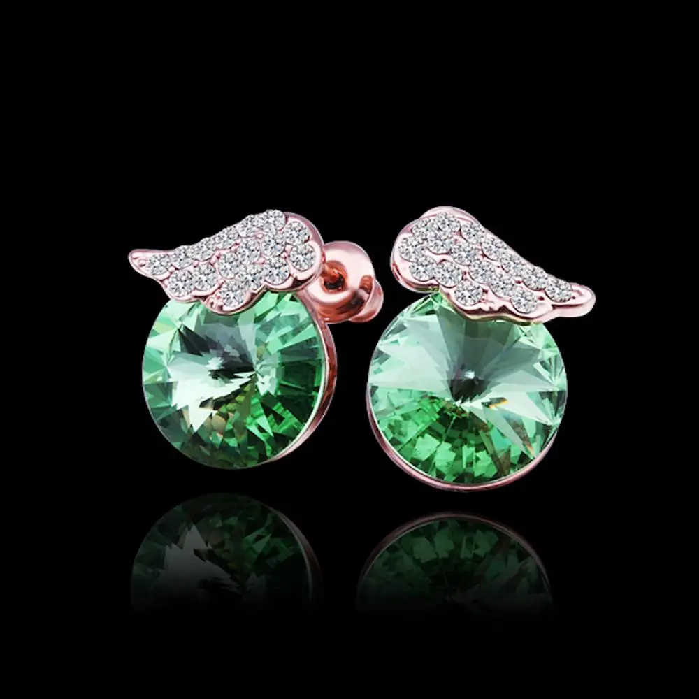 Женские круглые серьги гвоздики LEKANI с кристаллами Swarovski Angel Wing серебро 925 пробы 3