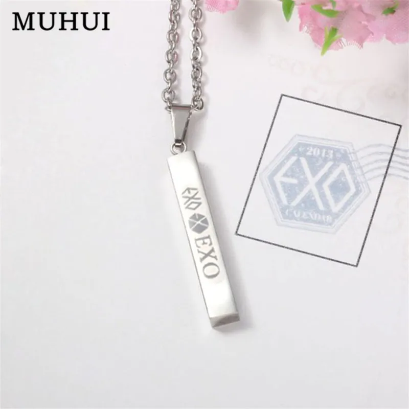 

Kpop EXO Titanium Steel Necklace For Women BAEK HYUN CHAN YEOL LUHAN SEHUN Birthday Collares Men Jewelry B211