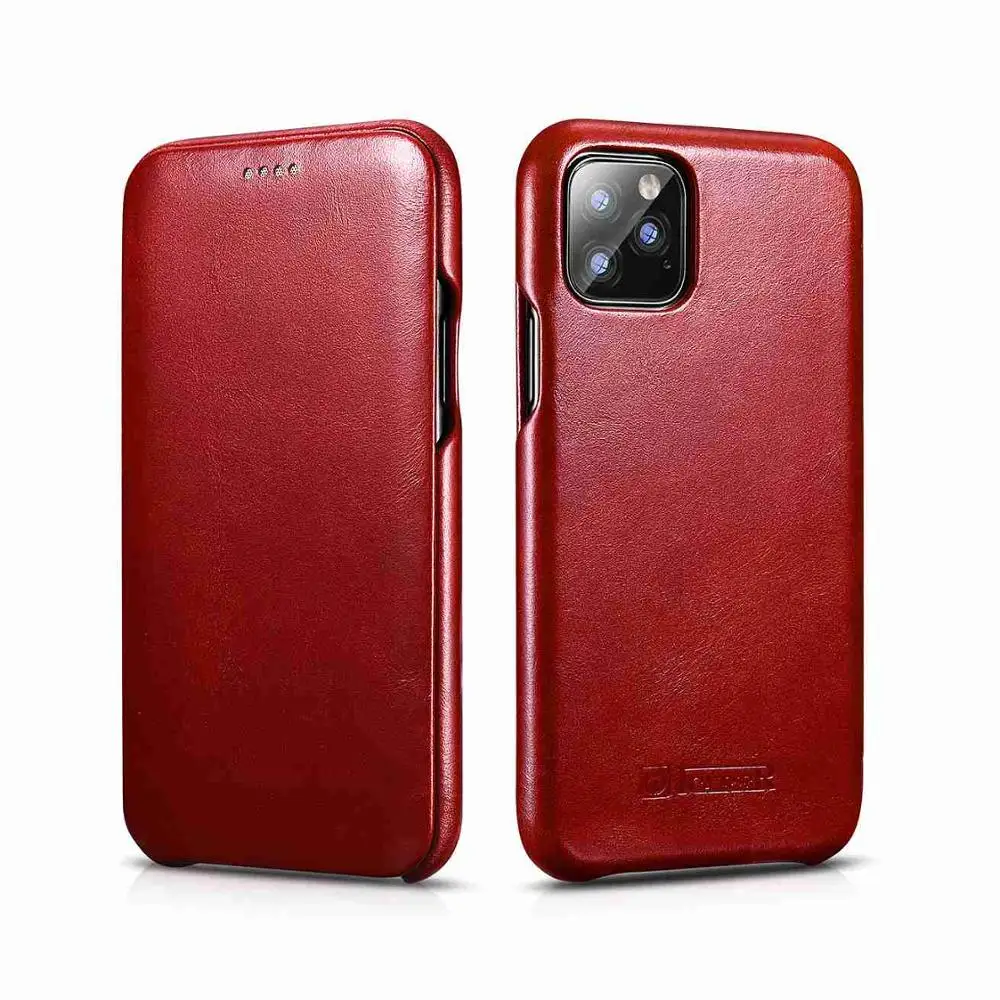 Красный ICARER флип-чехол для iPhone 11Pro Max из натуральной кожи бизнес-книга Защитная крышка для Apple iPhone 11 бренд - Цвет: Красный