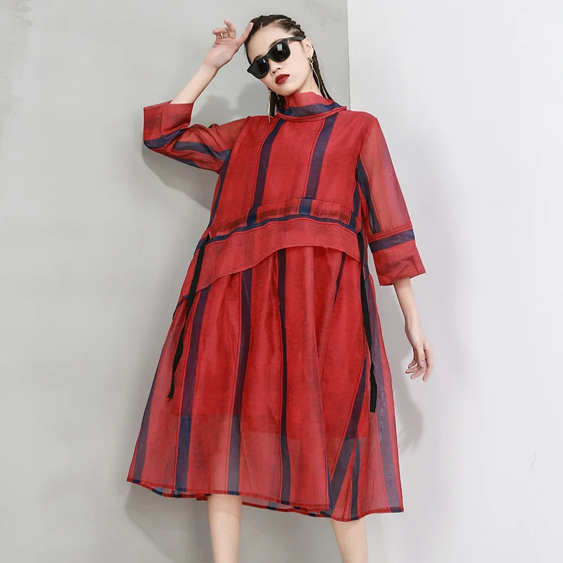 

2021 Foreign Trade women's high plus size dress European and American new spring trendy brand personality big swing skirt
