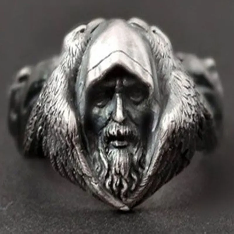 

MEIYU Domineering Gandalf Wang's Head Ring Hades Myth Retro Eagle And the Polar Wolf Punk Biker Rings Men Unique Animal Jewelry