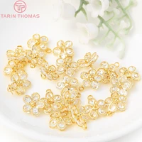 14084pcs 10x12mm 24k champagne gold color plated brass with zircon flower charms pendants high quality diy jewelry accessories
