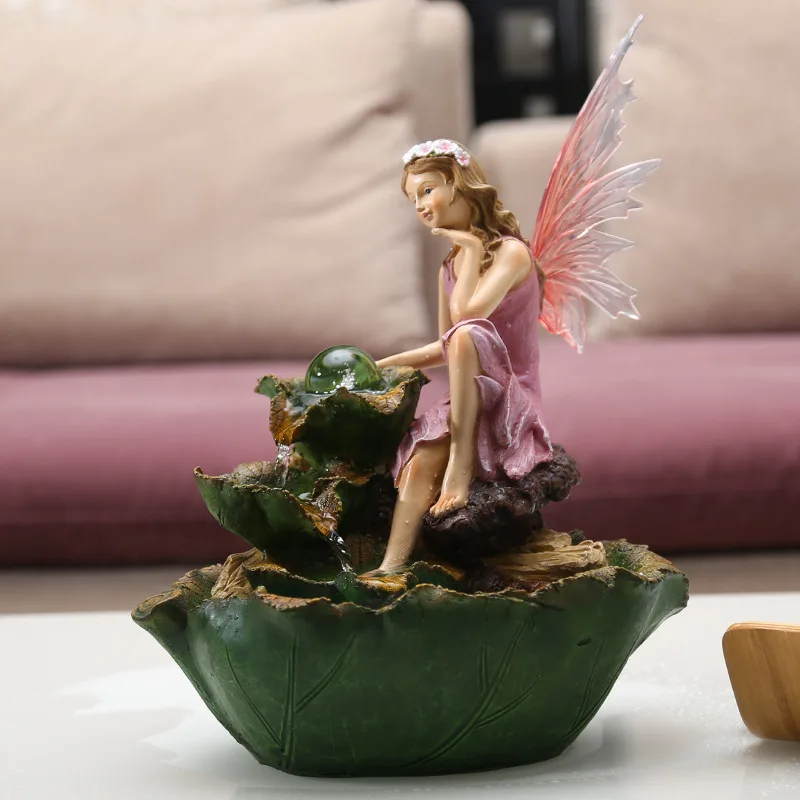 CLASSICAL ROTATING CRYSTAL BALL BEAUTY ANGEL WATER FOUNTAIN RESIN CRAFTS LIVING ROOM DECOR GIFTS L3169 | Дом и сад
